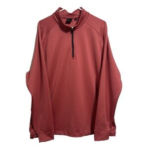 Dunning‎ Golf Coral Red Collard Pullover Long Sleeve Zipper Sweater Mens Size XL